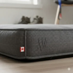 Durable memory foam dog bed with heavy-duty fabric suited for the active Canadian outdoors lifestyle.
