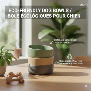 Sustainable and eco-friendly bamboo fiber dog bowls, popular for environmentally conscious Canadian shoppers.