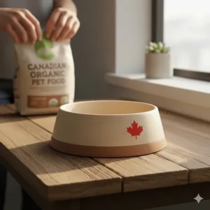 Sustainable bamboo-fiber non slip dog bowl with a natural rubber base, popular with eco-conscious Canadian pet owners.