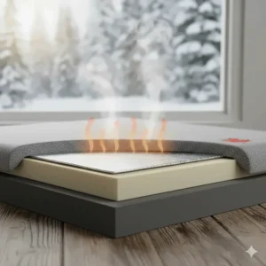 Insulated memory foam dog bed designed to keep pets warm during cold Canadian winters.