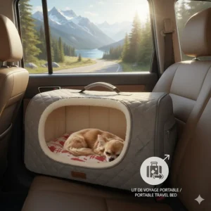 A lightweight, portable small dog bed for Chihuahua travel, perfect for Canadian road trips.