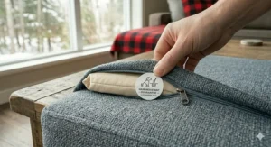 A stylish, minimalist dog bed for shedding dogs that complements modern Canadian interior design aesthetics.