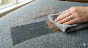 Illustration of memory foam support inside a dog bed for shedding dogs, focusing on comfort for senior pets.