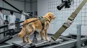 A sizing guide illustration for Canadian dog owners showing crash-tested seat belt fitment for various breeds from small to large.