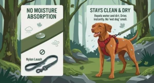 A range of waterproof biothane leash colors available in Canada, including shades like Maple Red and Evergreen Forest.