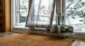 Labeled infographic detailing technical features like the triple-pane flap, magnetic seal array, non-conductive thermal breaks, and foam-filled insulation chambers.