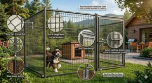 Heavy-duty escape proof outdoor dog pen for secure pet play.