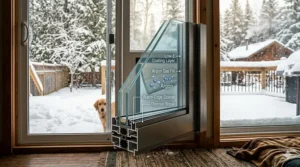 A sleek, modern insulated sliding glass dog door seamlessly integrated into a patio door.