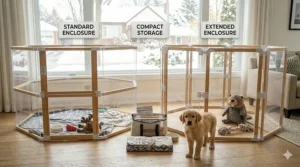 Different size options for our indoor dog playpen for puppies.