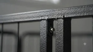 Detailed view of the rust-resistant steel used in our tall dog playpen for jumpers.