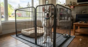 Extra tall escape proof playpen for husky to prevent jumping.