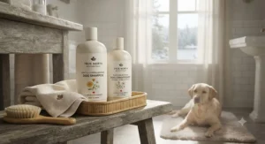 A gentle dog shampoo and conditioner set designed for dogs with sensitive skin and allergies