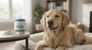A happy dog looking relaxed after cleaning with dog ear wipes for ear infections