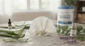 Natural soothing ingredients featured in premium dog ear wipes for ear infections