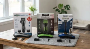 Side-by-side comparison of three top-rated dog clippers priced under $100 CAD.